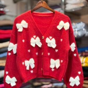 Korean Cardigan Bow With Heart