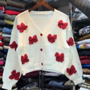 🎀 Korean Bow Knit Cardigan (Design-1)